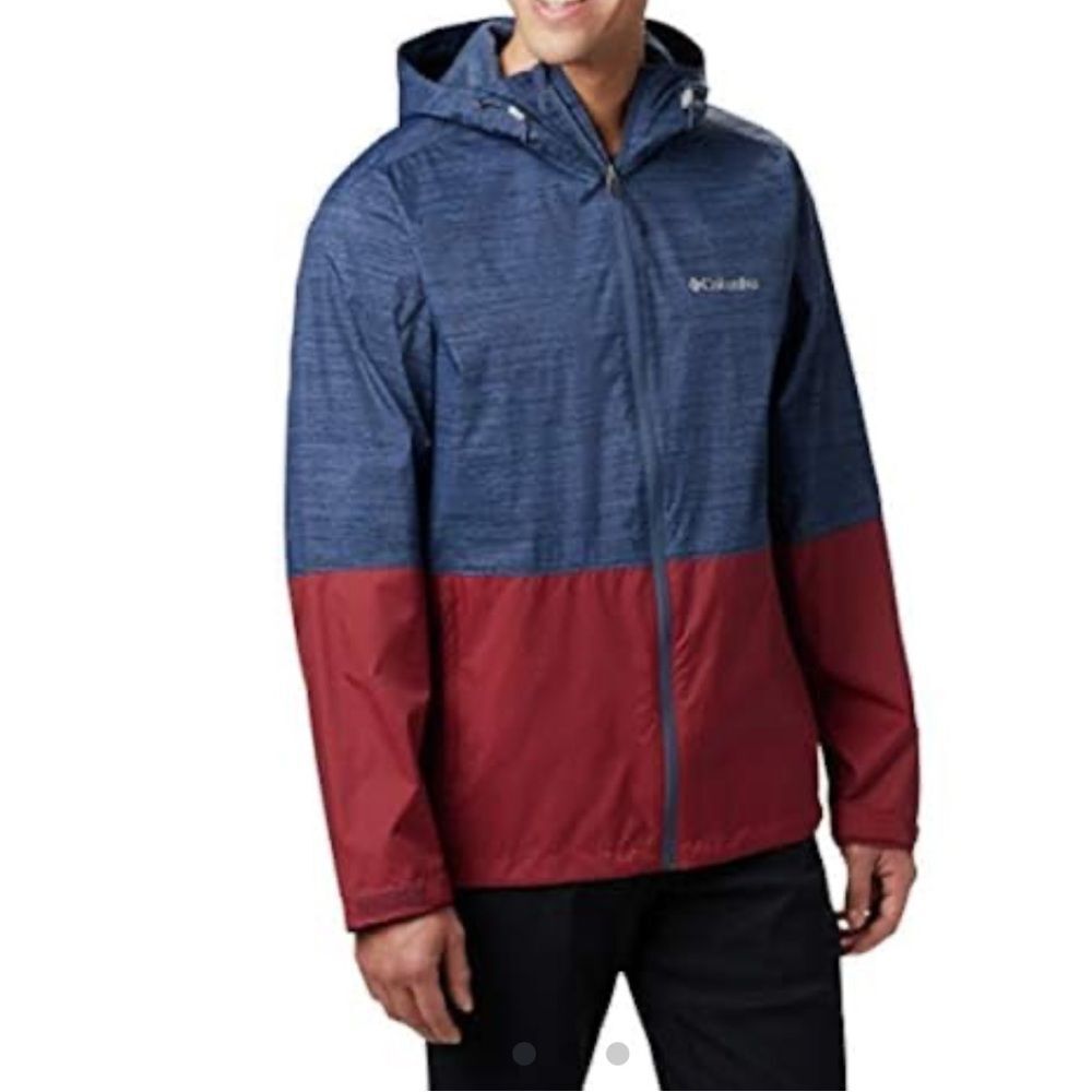 Columbia Packable Hooded Windbreaker Jacket Red Blue Men’s Sz M